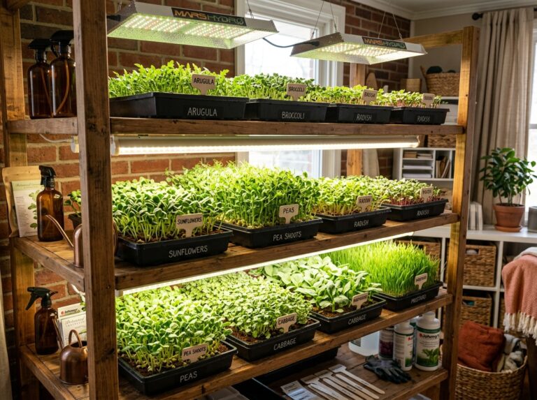 indoor microgreens growing setup